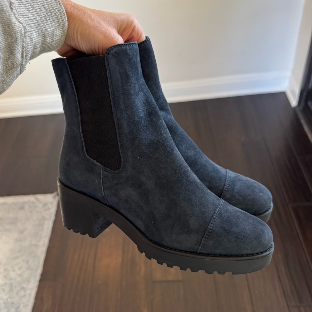 Blue Suede Ankle Boots 6.5